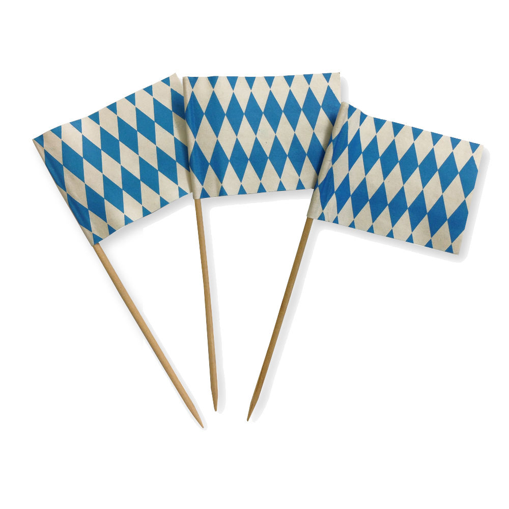 Party-Picker Bayern, 5 cm, 50 Stück, Bayrische Dekoration, Bayrisches Fest, Blau-Weiß