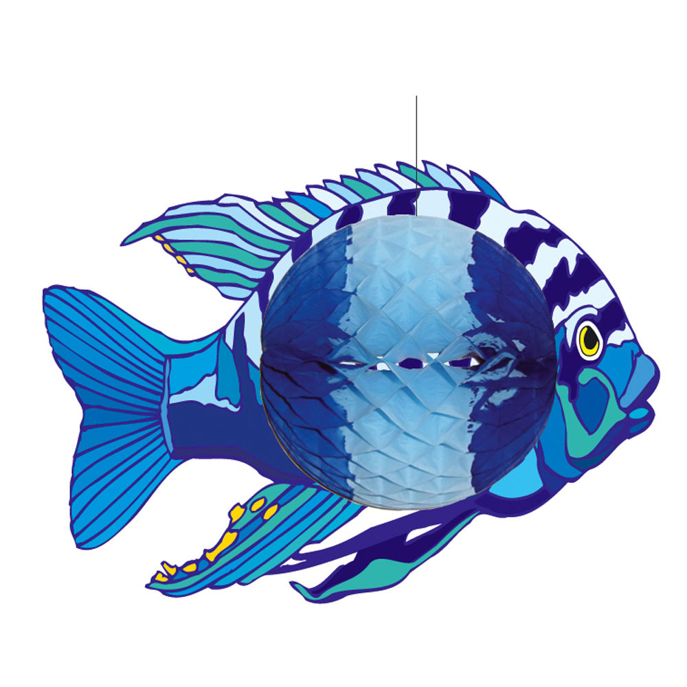 Wabenball blauer Fisch, 28 x 40 cm