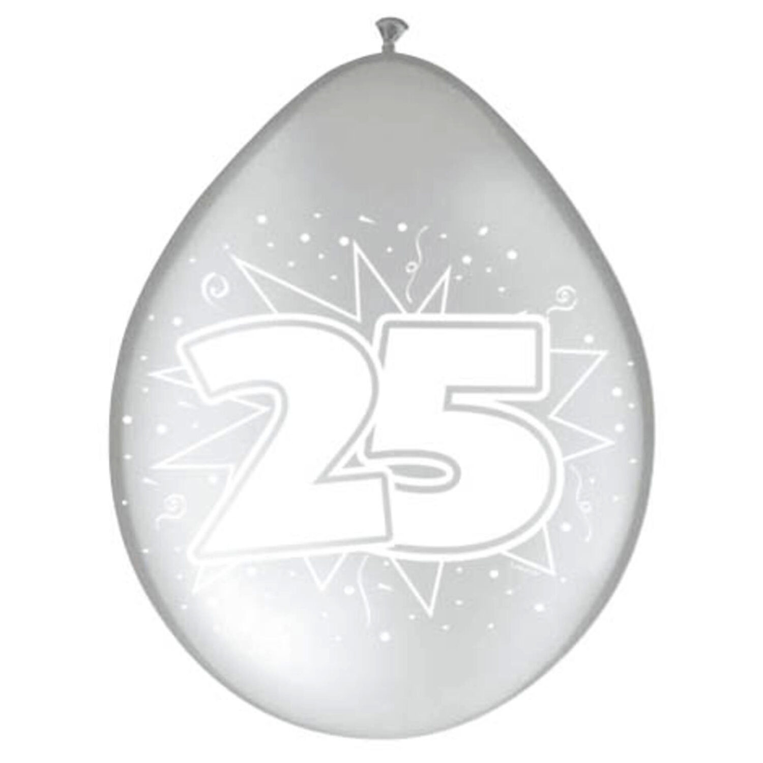 Luftballon, Jubil�um 25, 8 St�ck, silber