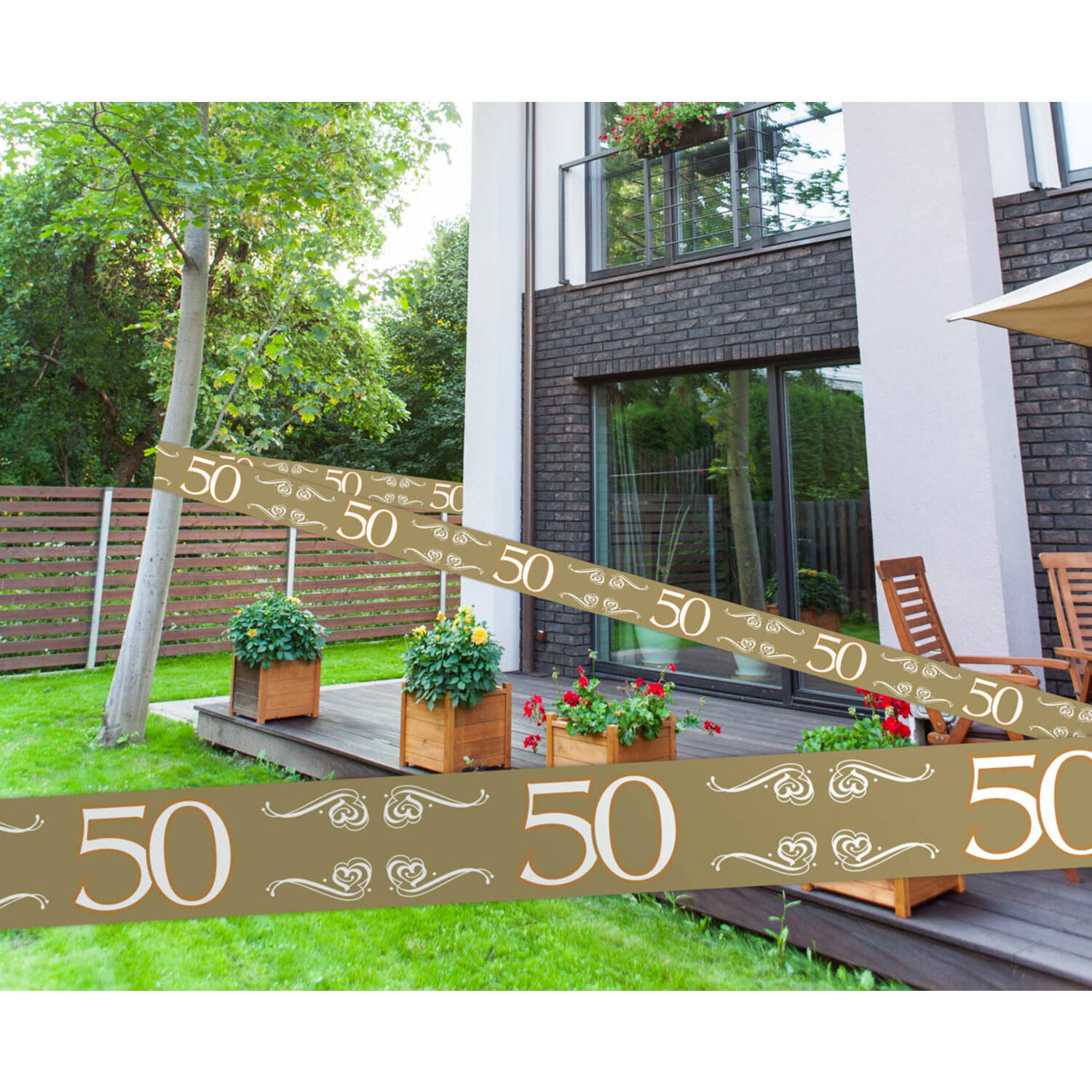 Absperrband Jubil�um 50, gold, 15 m