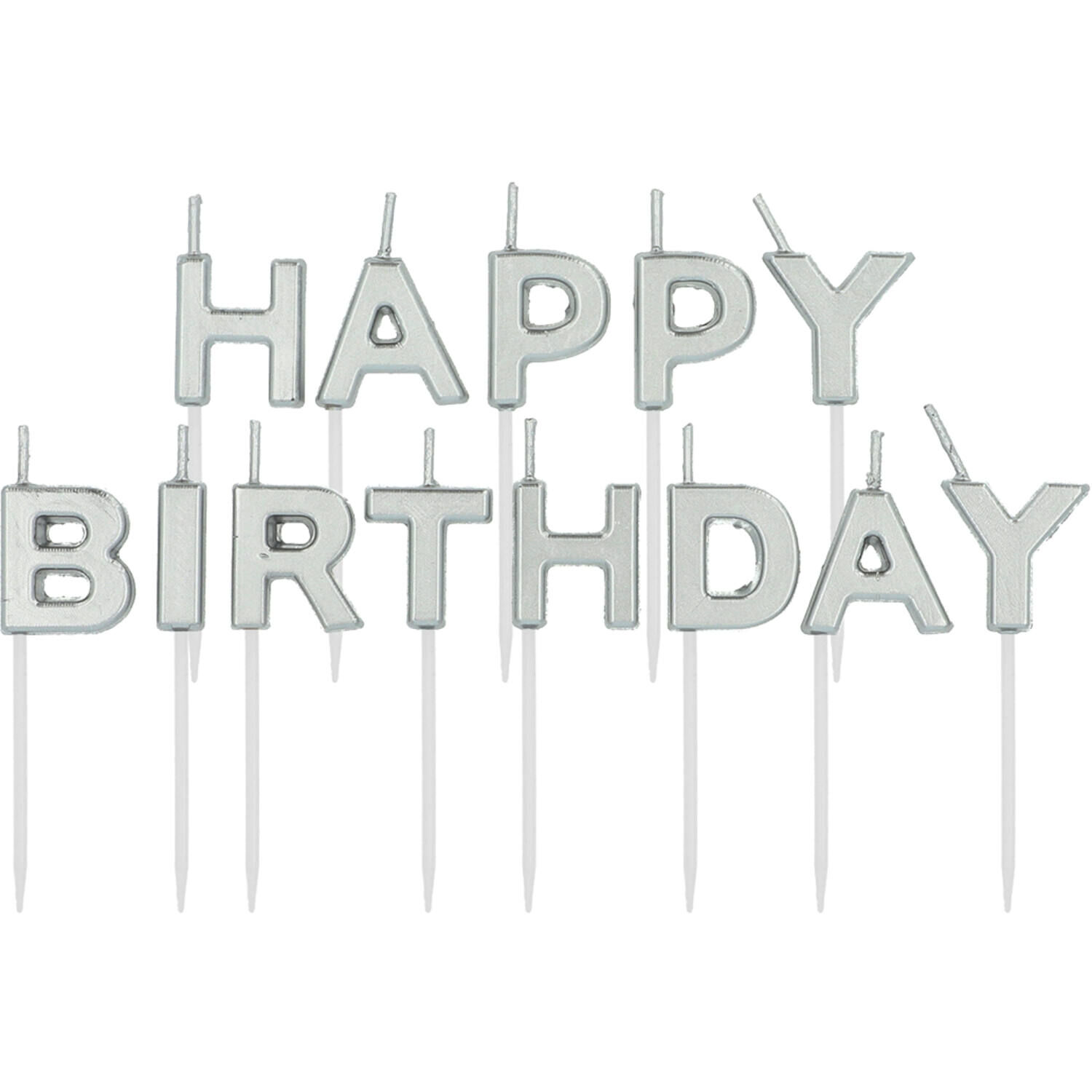 NEU Geburtstags-Kerzen-Set Happy Birthday, silber, ca. 2cm
