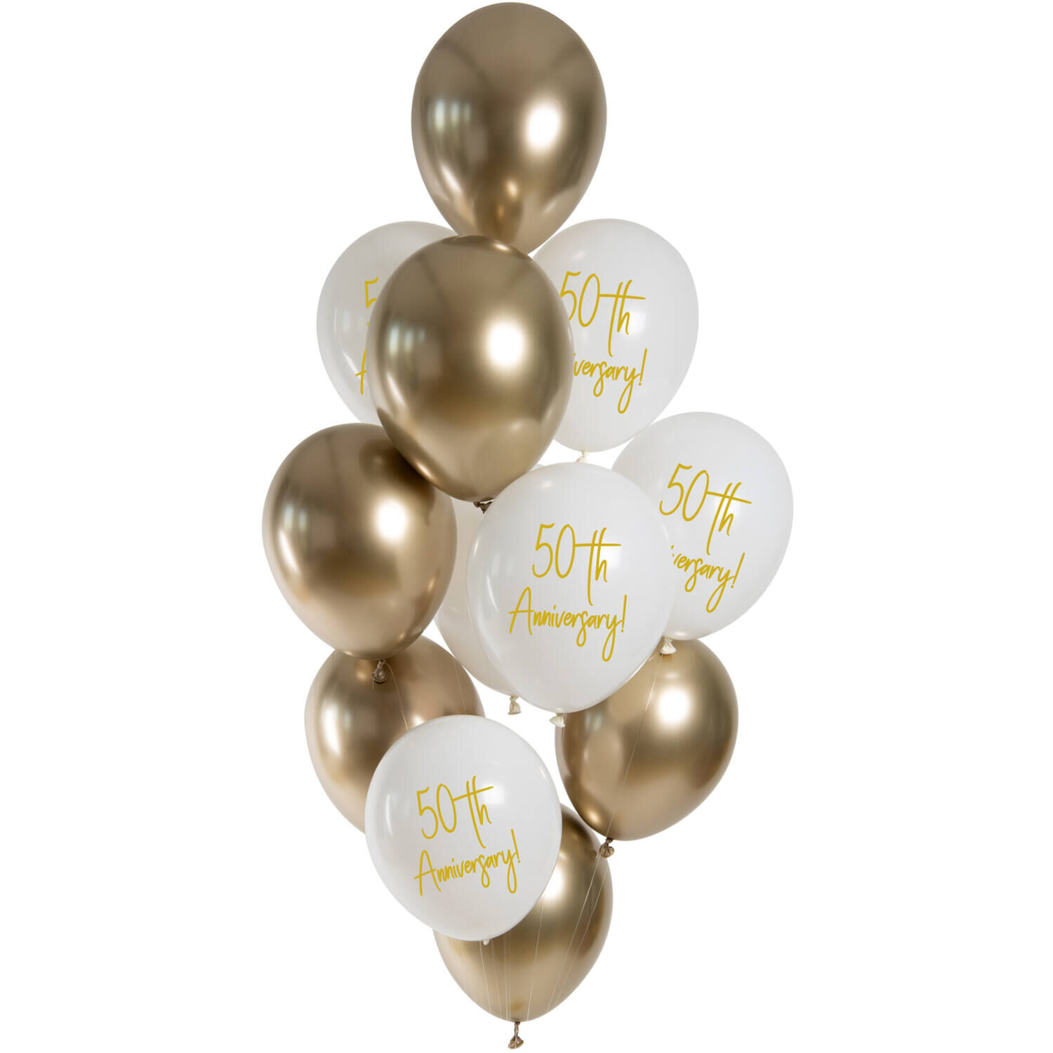 NEU Premium-Latex-Luftballons 50th Anniversary, Golden, 33cm, 12 Stk.