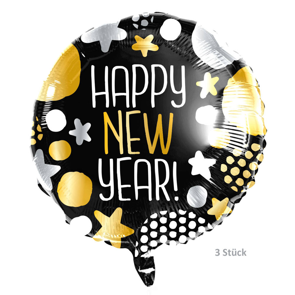 SALE Ballonset Helium & Ballons Silvester, Schwarz, Gold & Silber Bild 5
