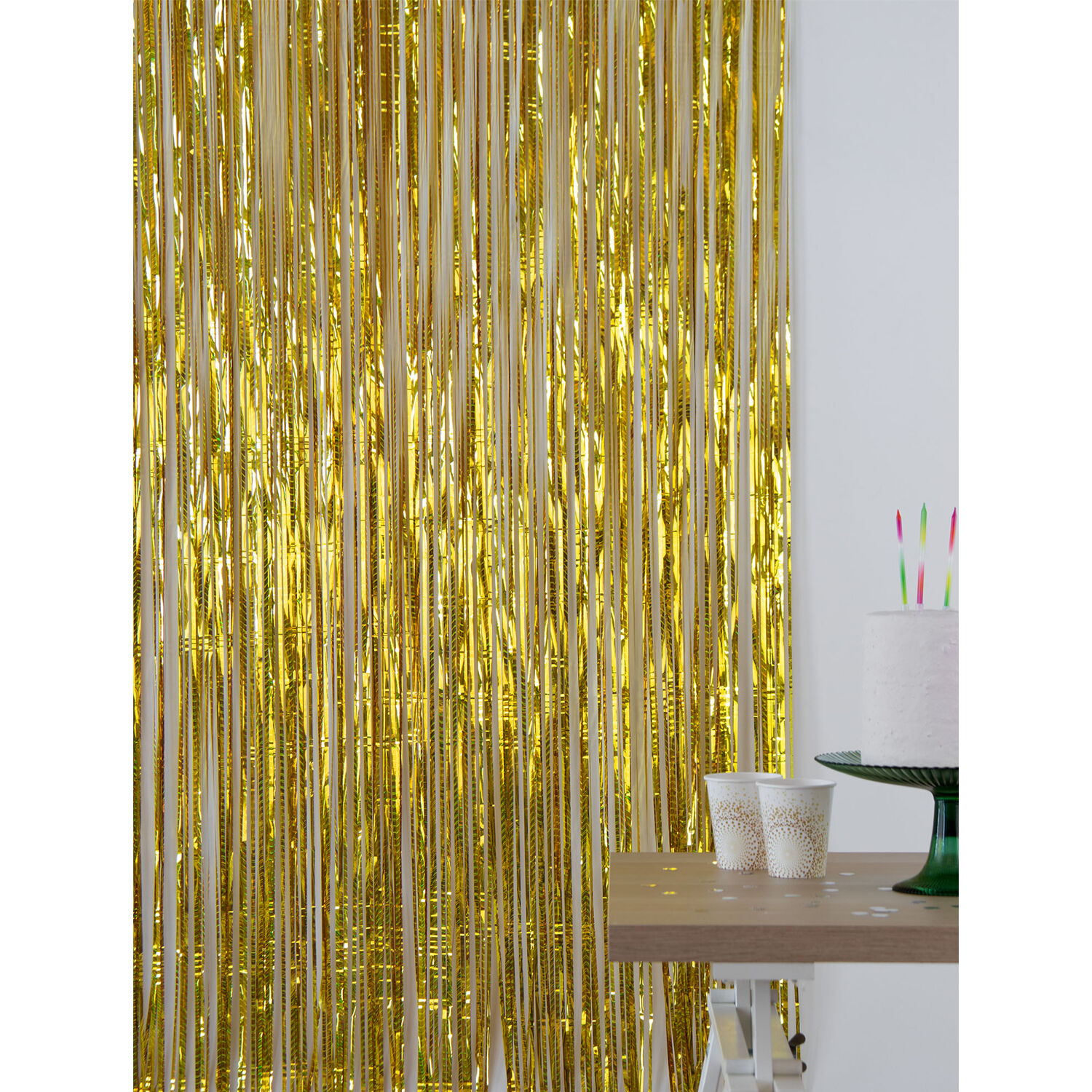 NEU Vorhang Lametta Laser Beam gold, 2m lang - 1m breit Bild 3