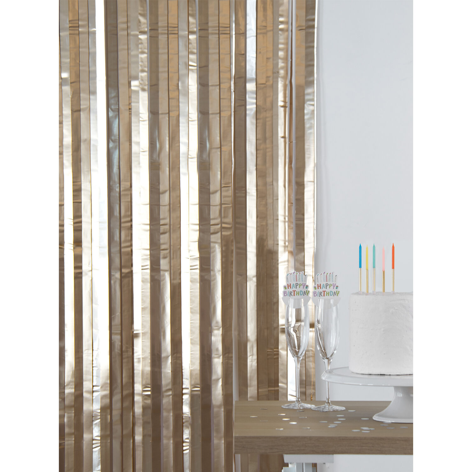 NEU Vorhang Lametta matt gold, 2m lang - 1m breit Bild 2