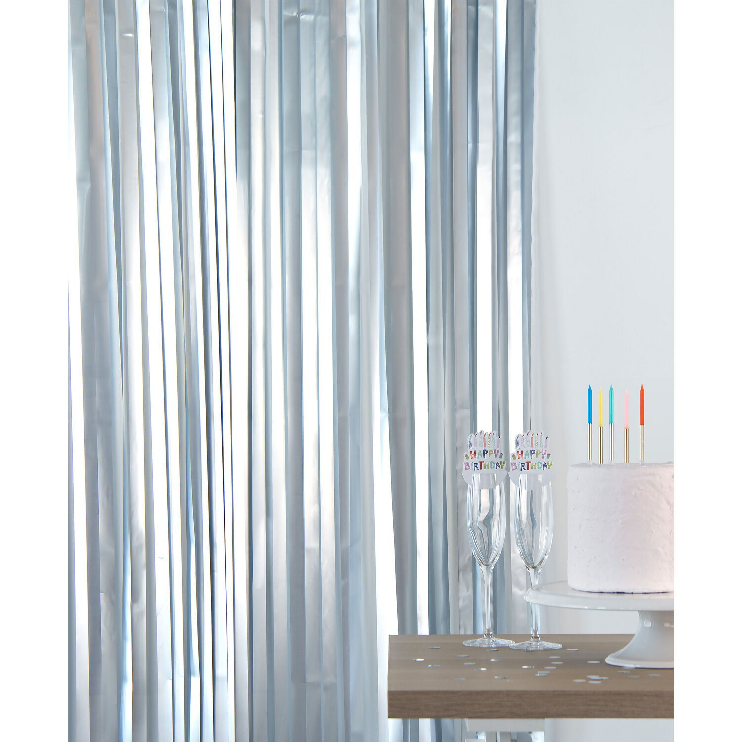 NEU Vorhang Lametta matt silber, 2m lang - 1m breit Bild 2