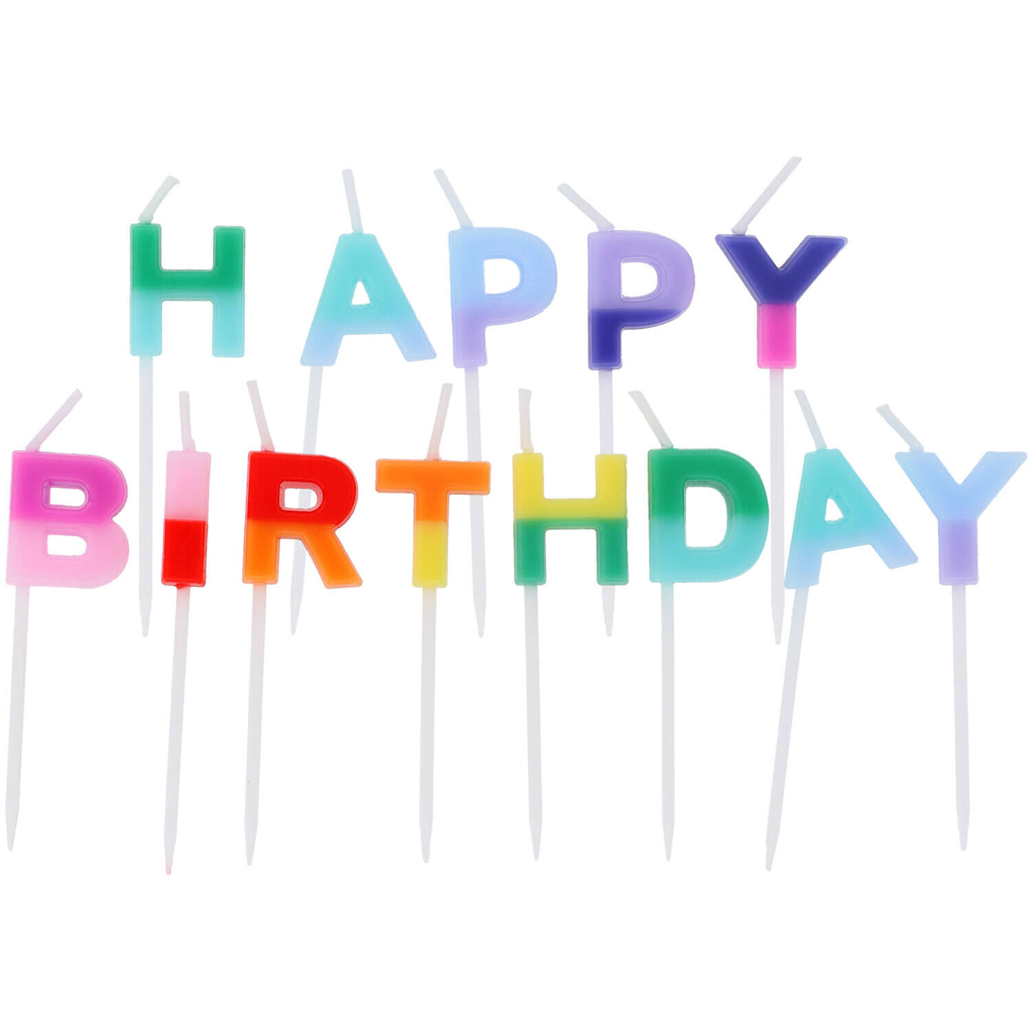 Kerzen Stripetastic, HAPPY BIRTHDAY, 6 cm, 13 St�ck
