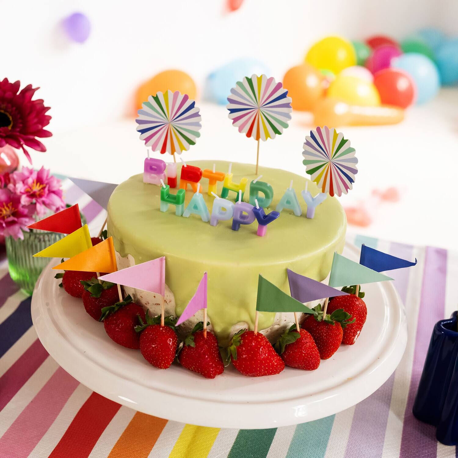 Kerzen Stripetastic, HAPPY BIRTHDAY, 6 cm, 13 St�ck Bild 2