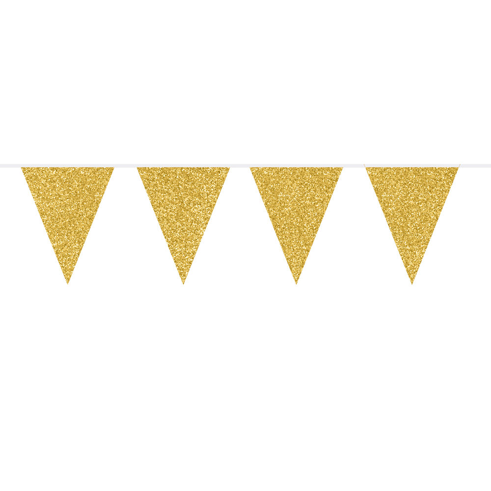 SALE Wimpelkette Glitter Gold, 6 m