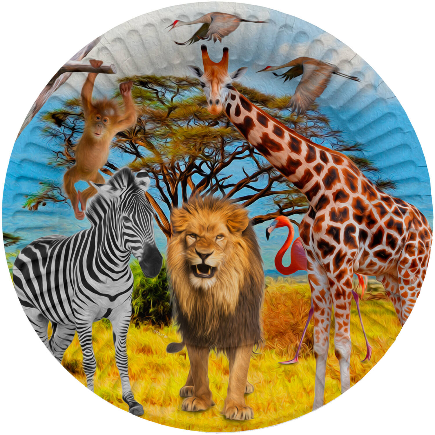NEU Papp-Teller Safari-Party, ca. 23cm, 8 Stck aus FSC-Pappe