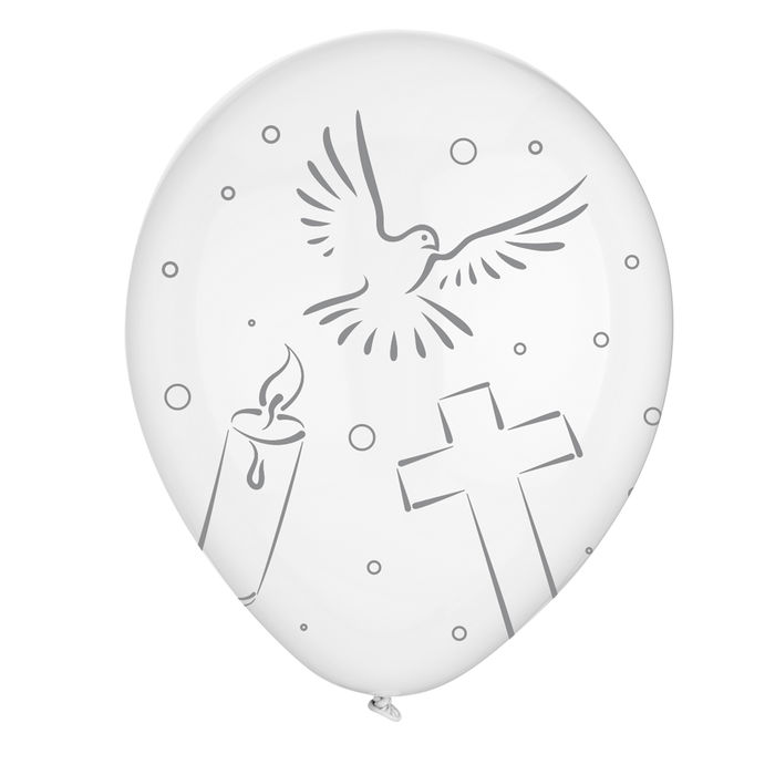 Luftballons Kommunion, 8 Stück, weiß
