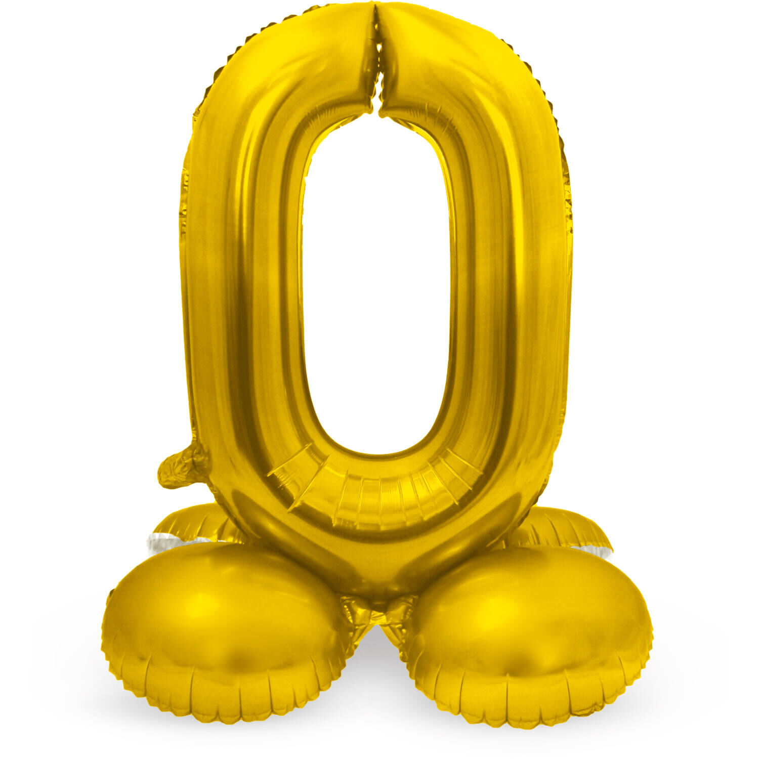 NEU Folienballon Groe Zahl 0, mit Standfu, Gold, ca. 72cm, Zahlenballon