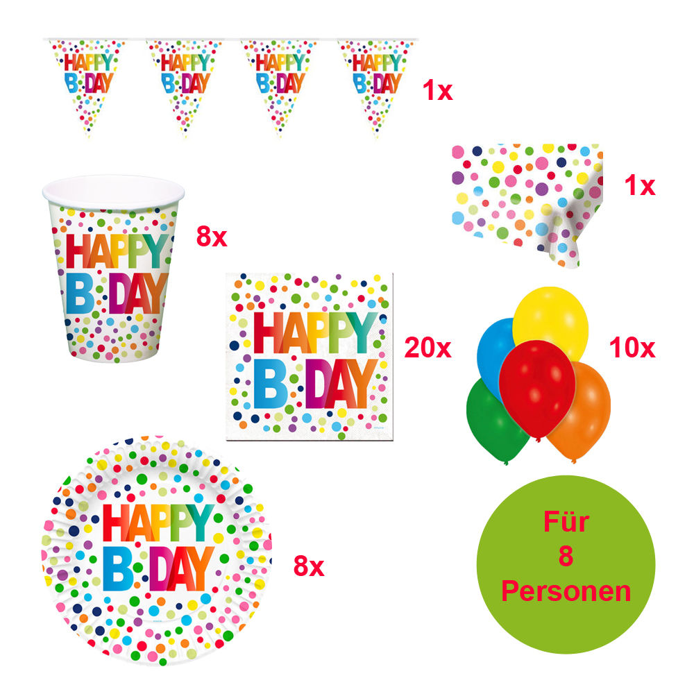 Partybox Bunter Geburtstag, 8 Personen