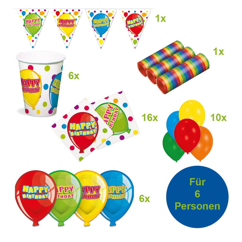 Partybox Ballon Geburtstag, bunt, 6 Personen Bild 2