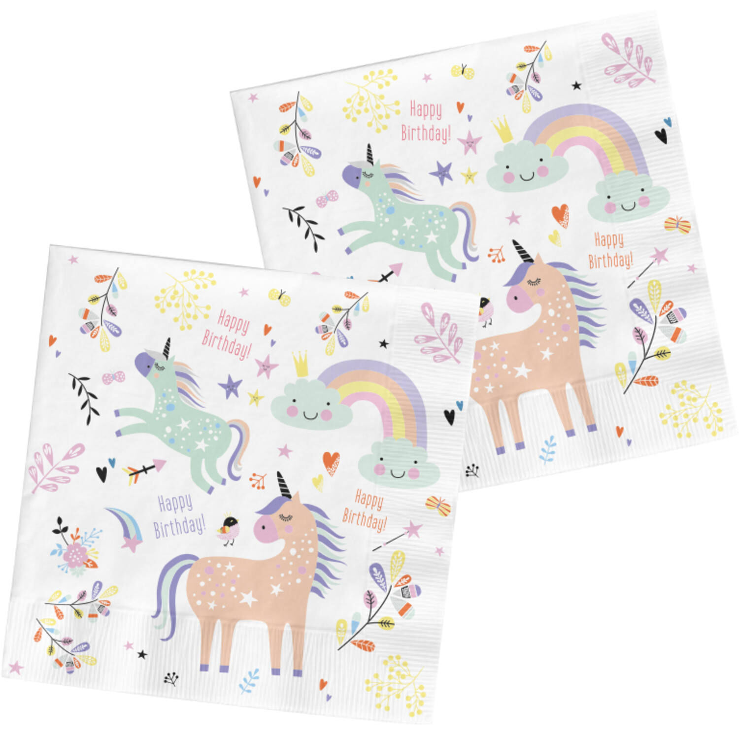 Servietten Einh�rner & Regenbogen, 33 x 33 cm, 20 St�ck