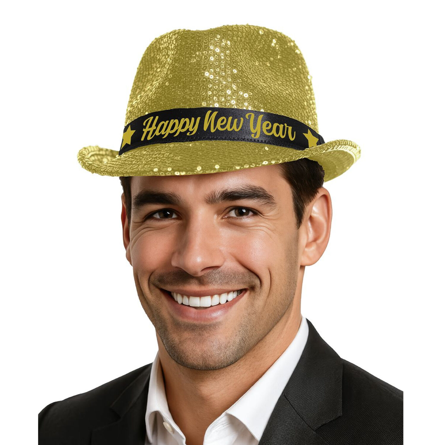 NEU Hut mit Pailletten Happy New Year, gold Bild 3