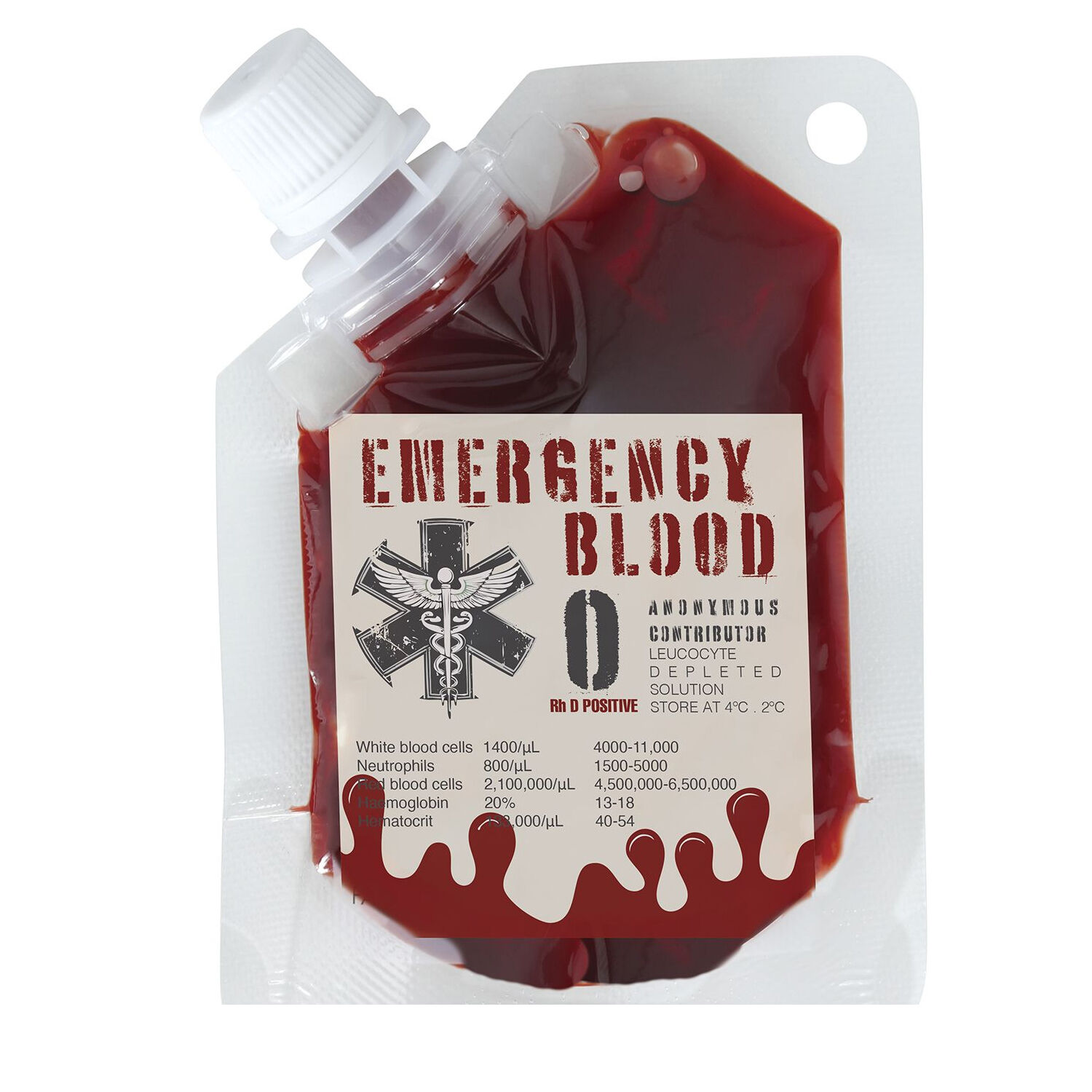 NEU Beutel Kunstblut Emergency Blood, 30ml