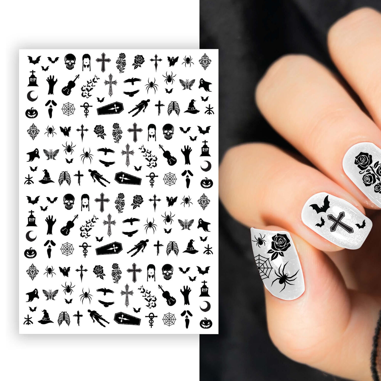 NEU Nagelsticker Halloween schwarz, unterschiedliche Formen, Karte mit 150 Stck