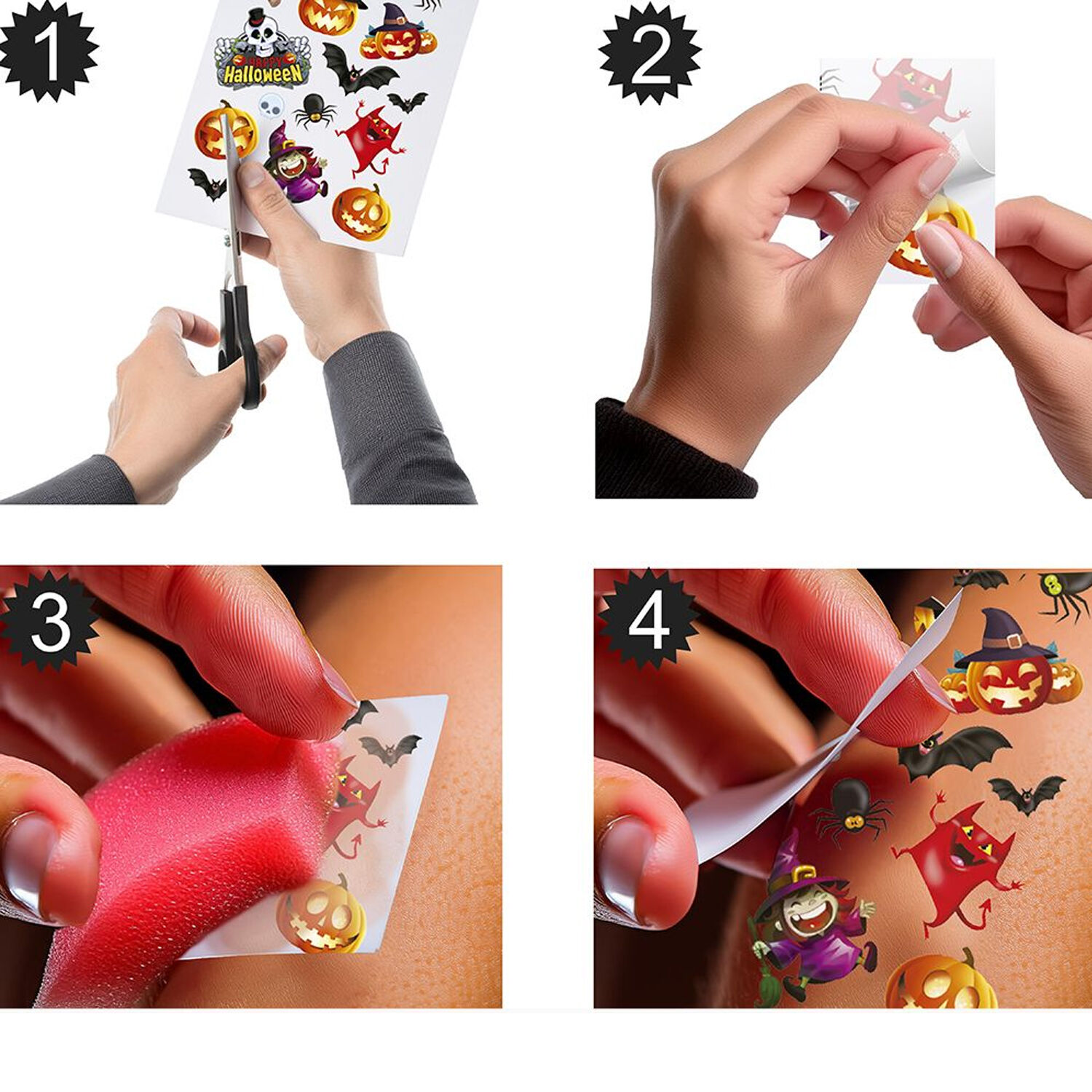 NEU Kinder-Tattoos Halloween-Motive, bunt Bild 2