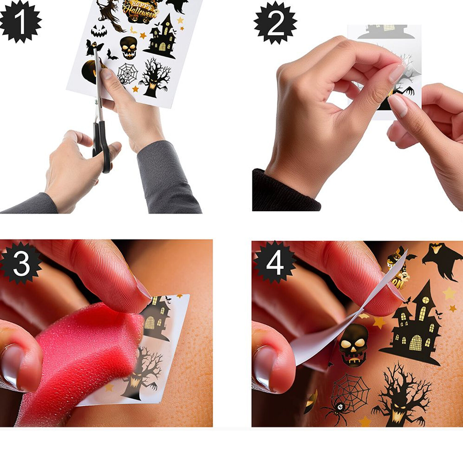 NEU Kinder-Tattoos Halloween-Motive, schwarz Bild 2