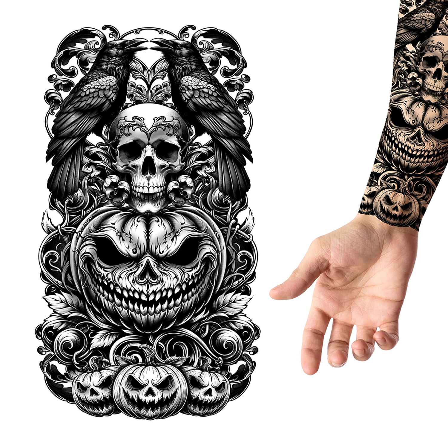 NEU Tempor�res Arm-Tattoo Halloween K�rbis, 14x30cm