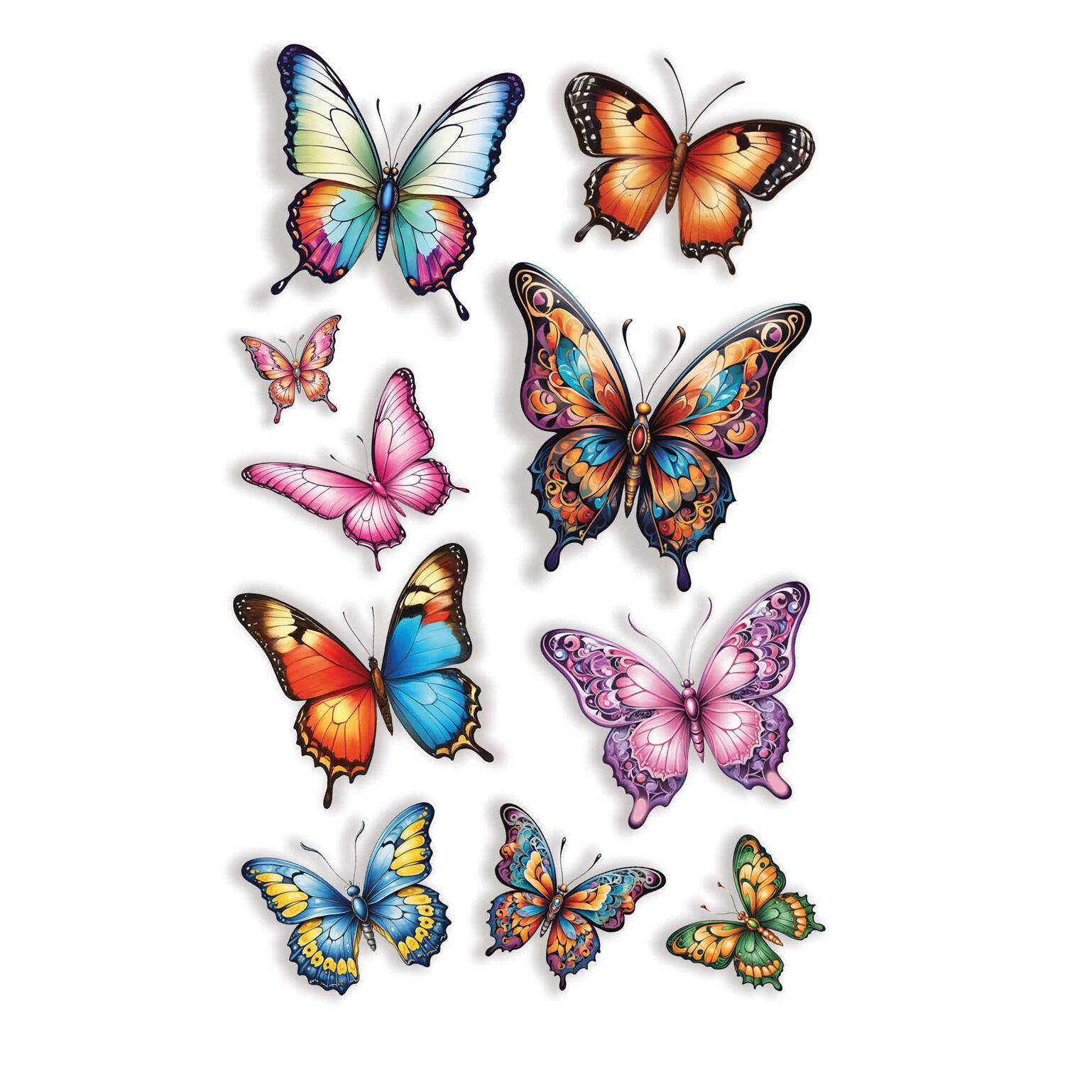 NEU Temporre Tattoos Schmetterlinge, Bogen 14x30cm