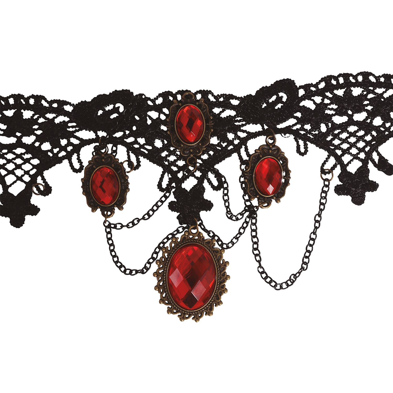 NEU Spitzen-Halsband mit Rubinen, schwarz Bild 2