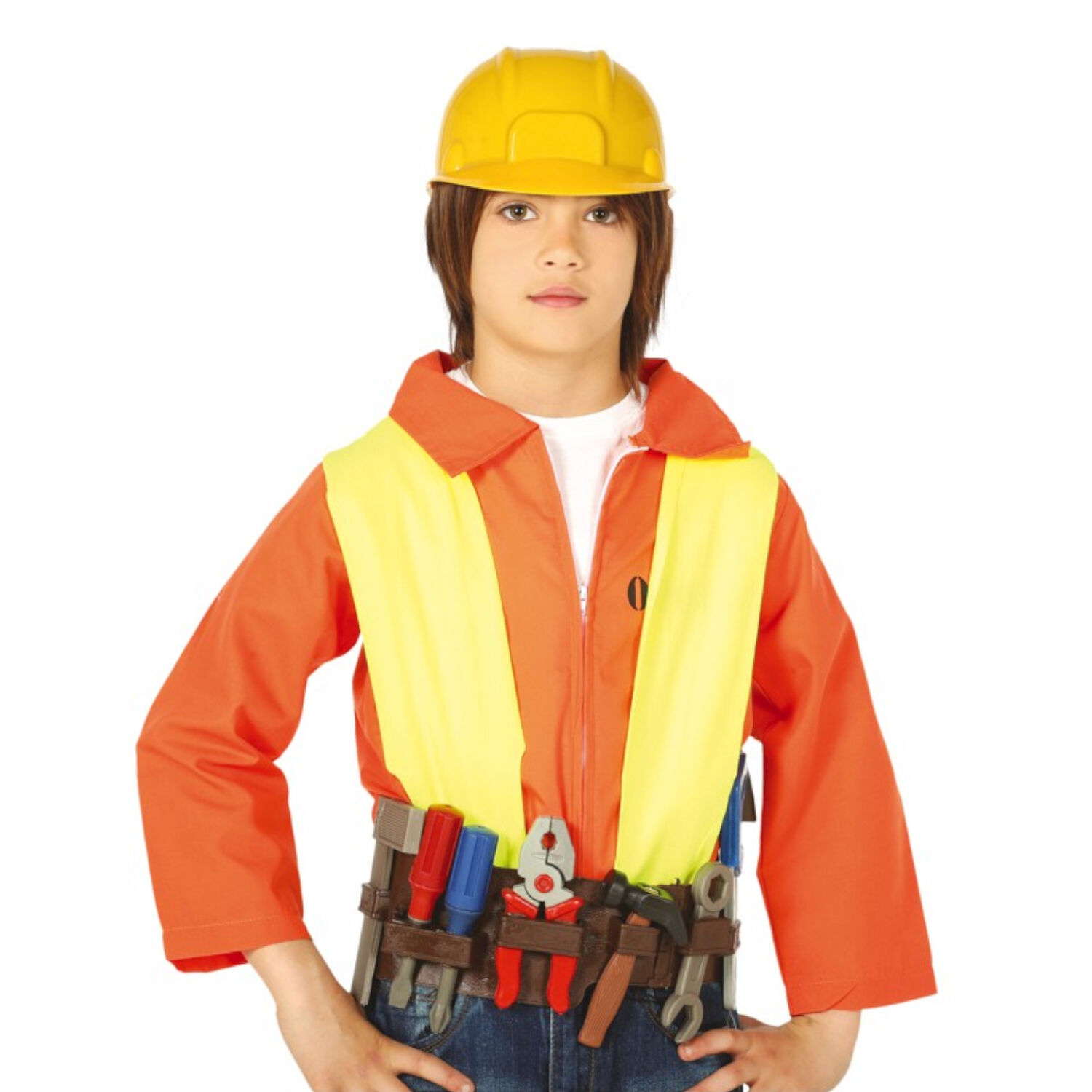 Kostüm-Set Bauarbeiter mit Helm und viel Zubehör