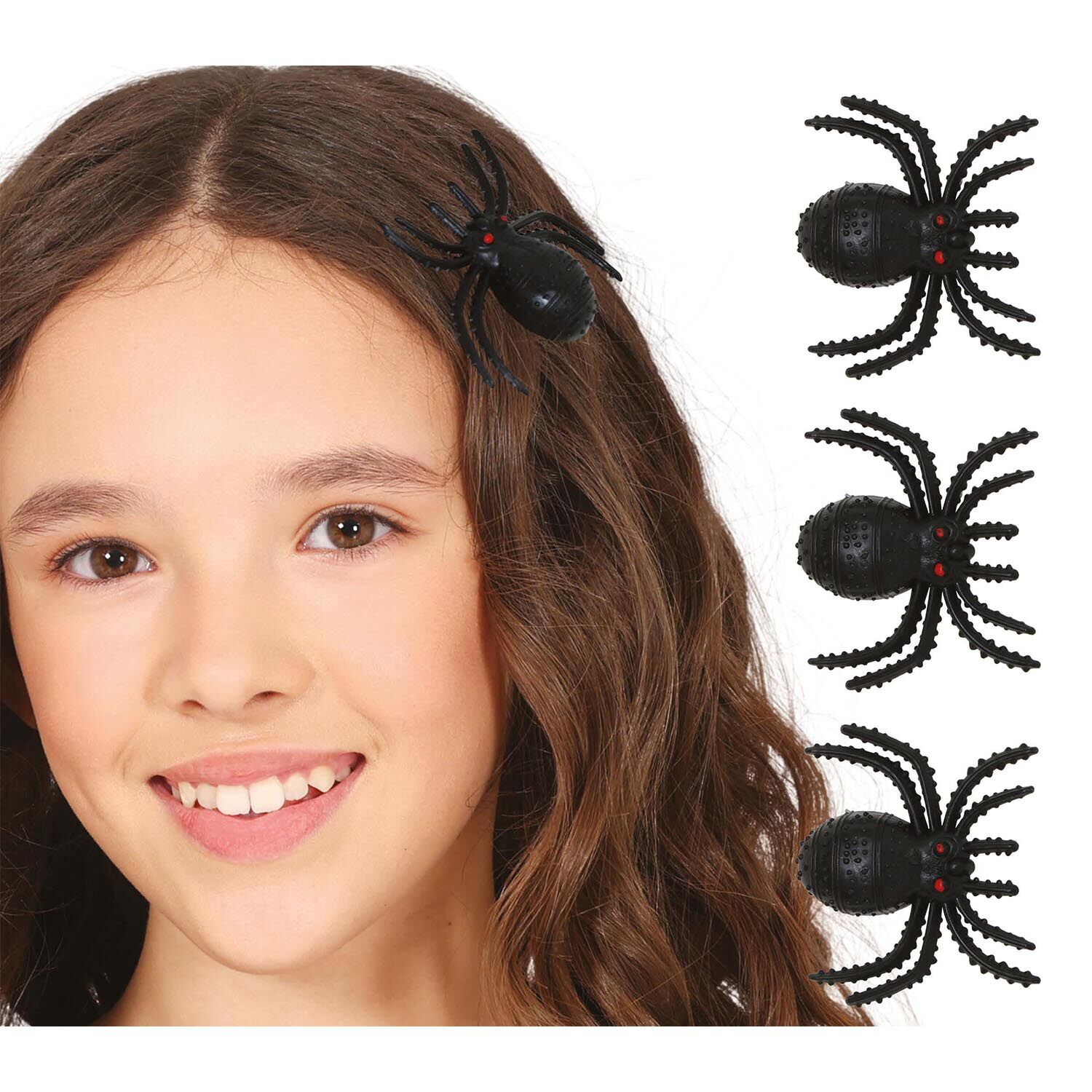 NEU Haarspangen Halloween Spinne mit Clip, schwarz, 3 Stck