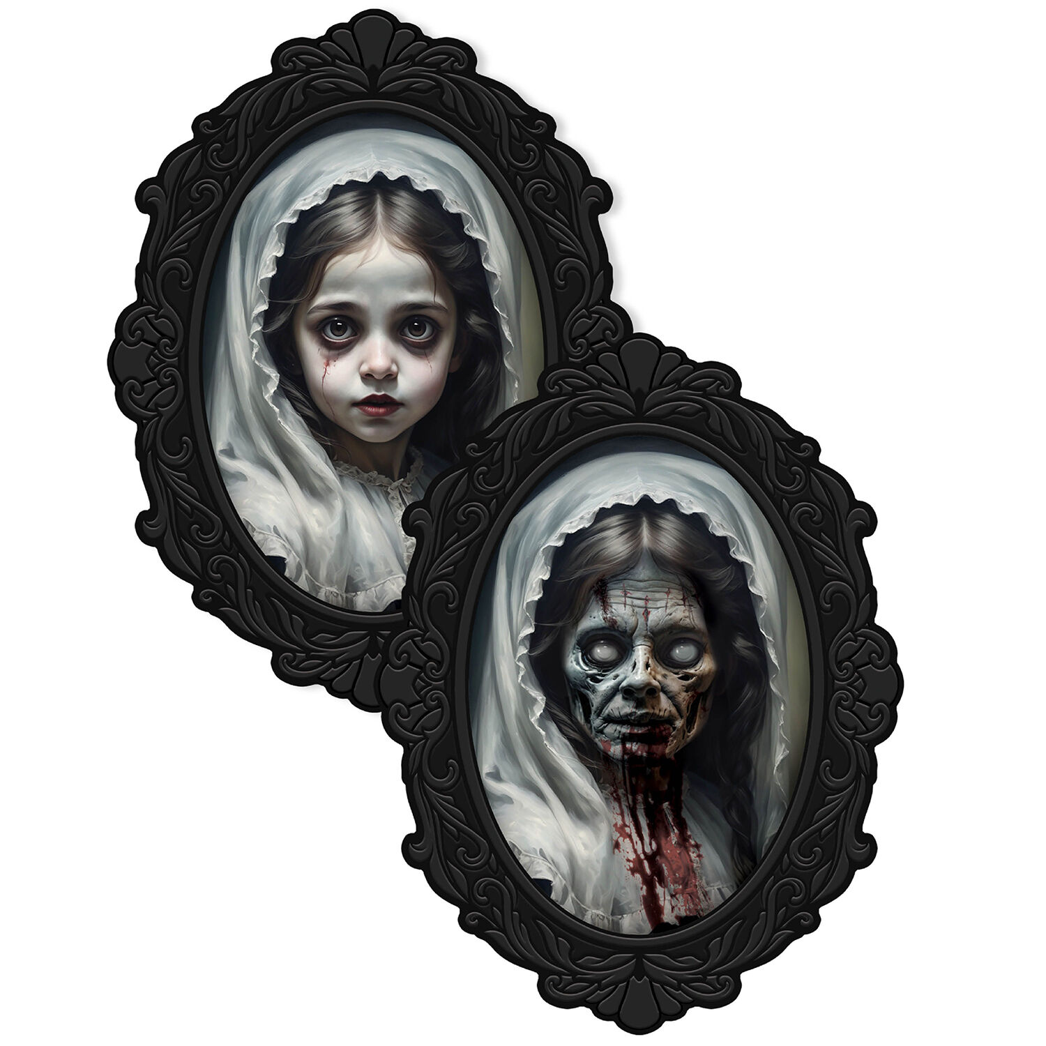 NEU Gruseliges M�dchen-Halloween-Bild mit Holografie-Effekt, ca. 35x48cm