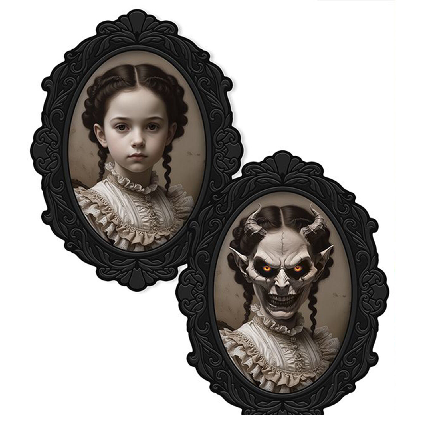 NEU Gruseliges Teufelin-Halloween-Bild mit Holografie-Effekt, ca. 35x48cm