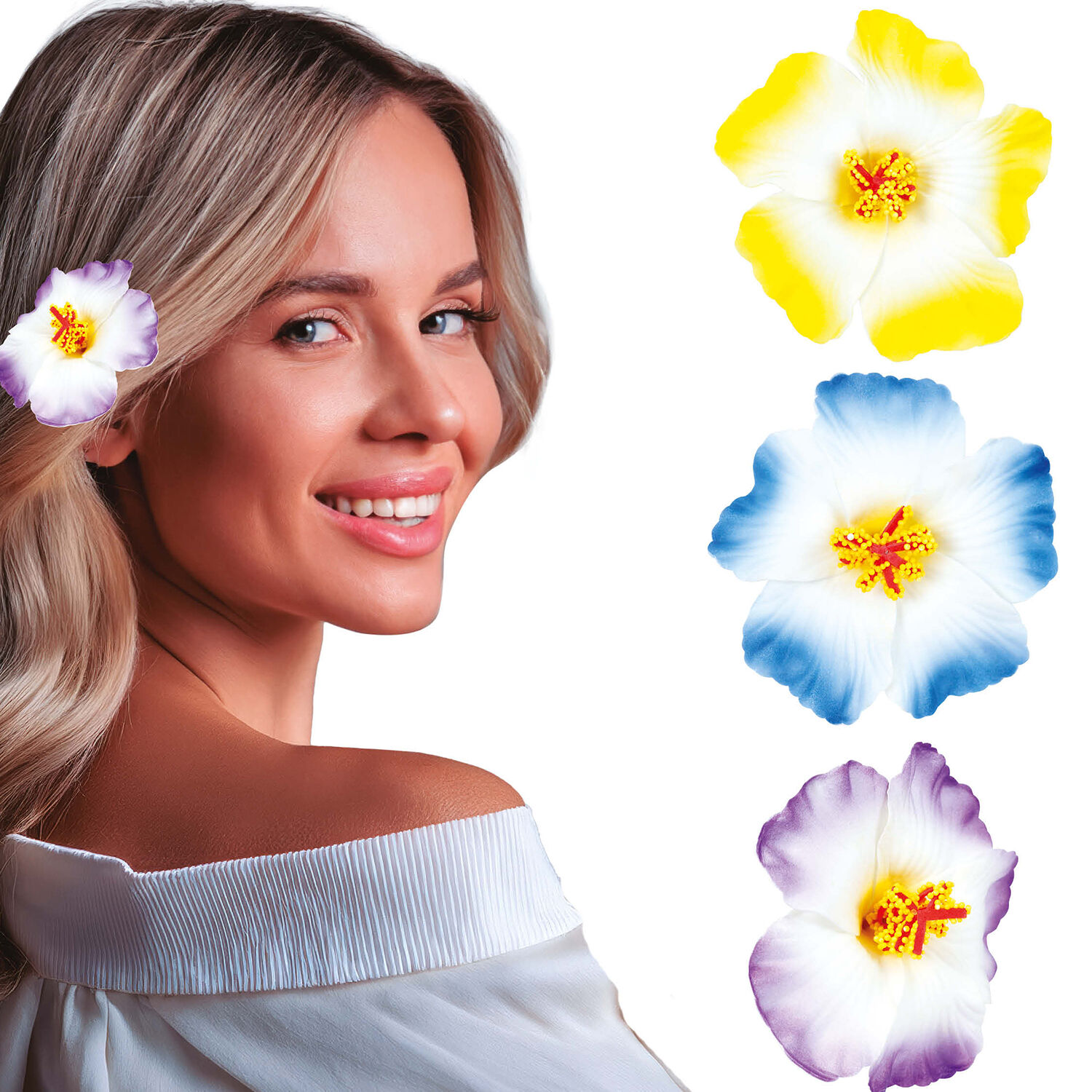 NEU Haarclips Hawaiianische Blten, 3 Stck