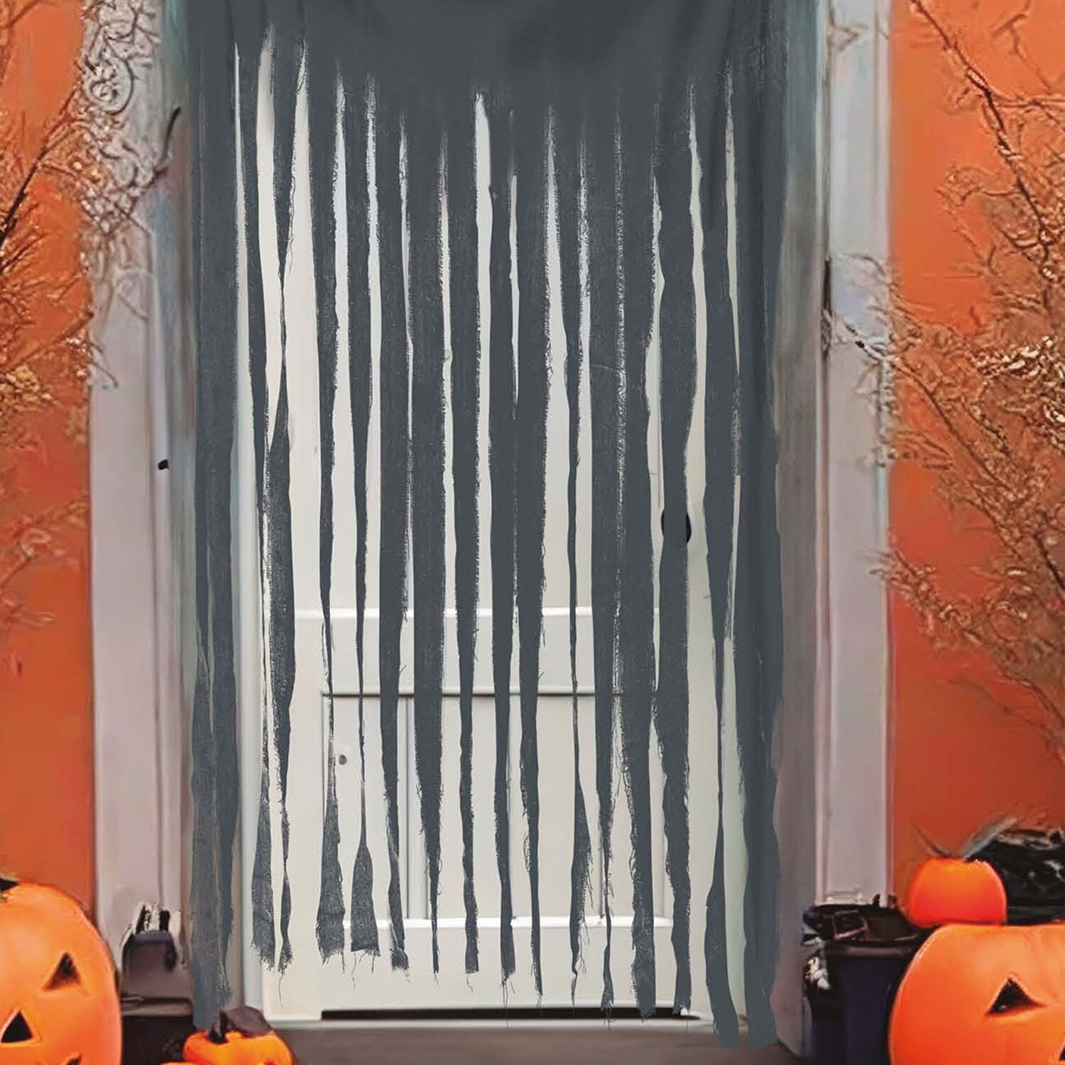 NEU Trvorhang Halloween-Fetzen, 1x2m, grau Bild 2