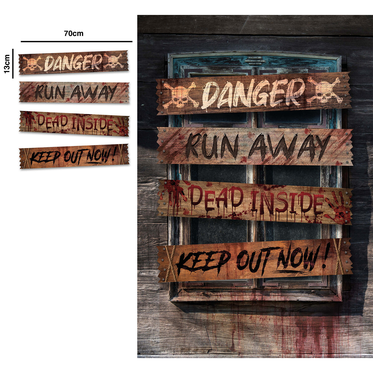 NEU Halloween-Deko Fenster-Schilder, 70x13cm, 4 Stck Bild 2
