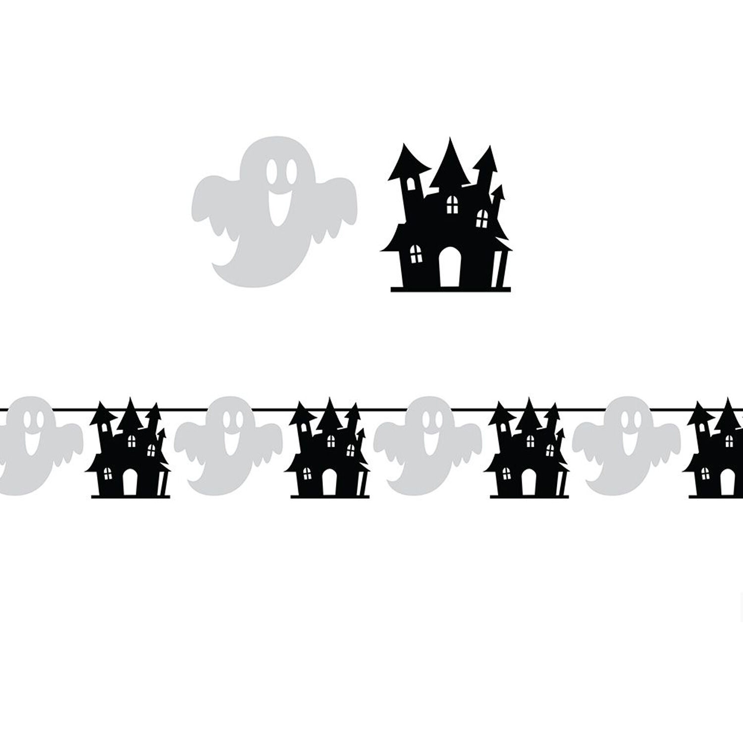 NEU Halloween Girlande Gespenst und Hexenhaus, 3m