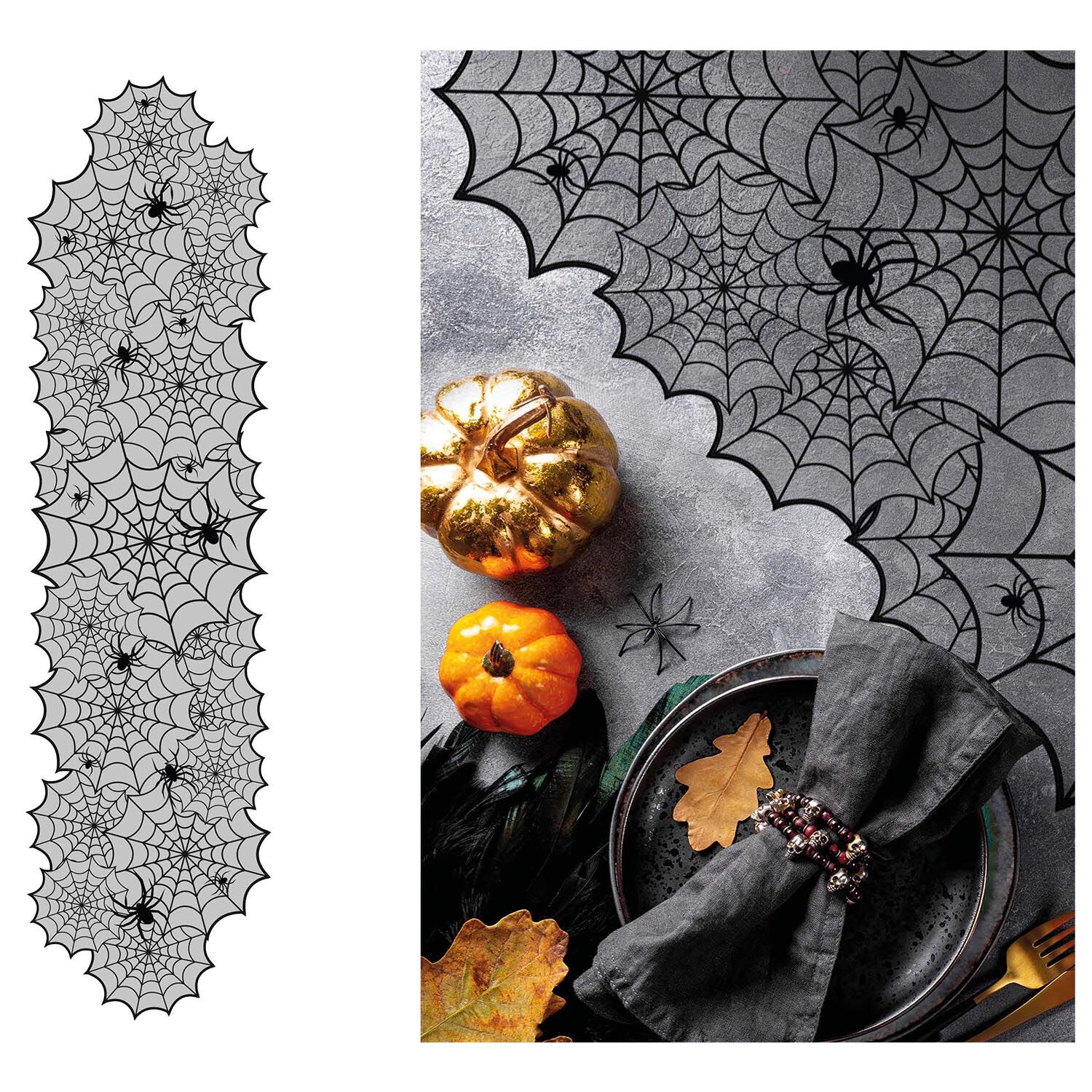 NEU Tischlufer Halloween Spinnen aus Stoff, ca. 45x183cm