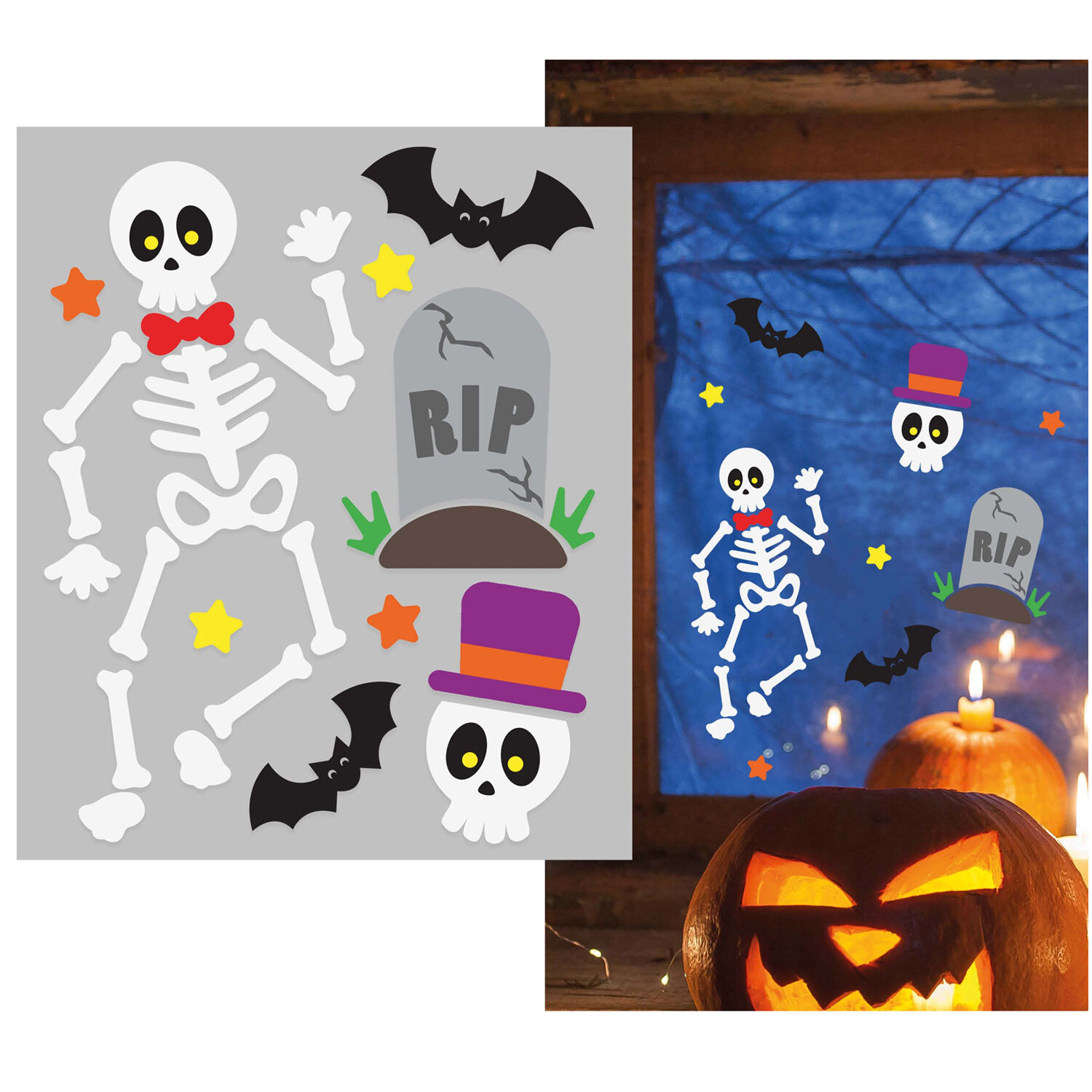 NEU Halloween-Deko Gel-Dekoration Skelett, ca. 20x25cm