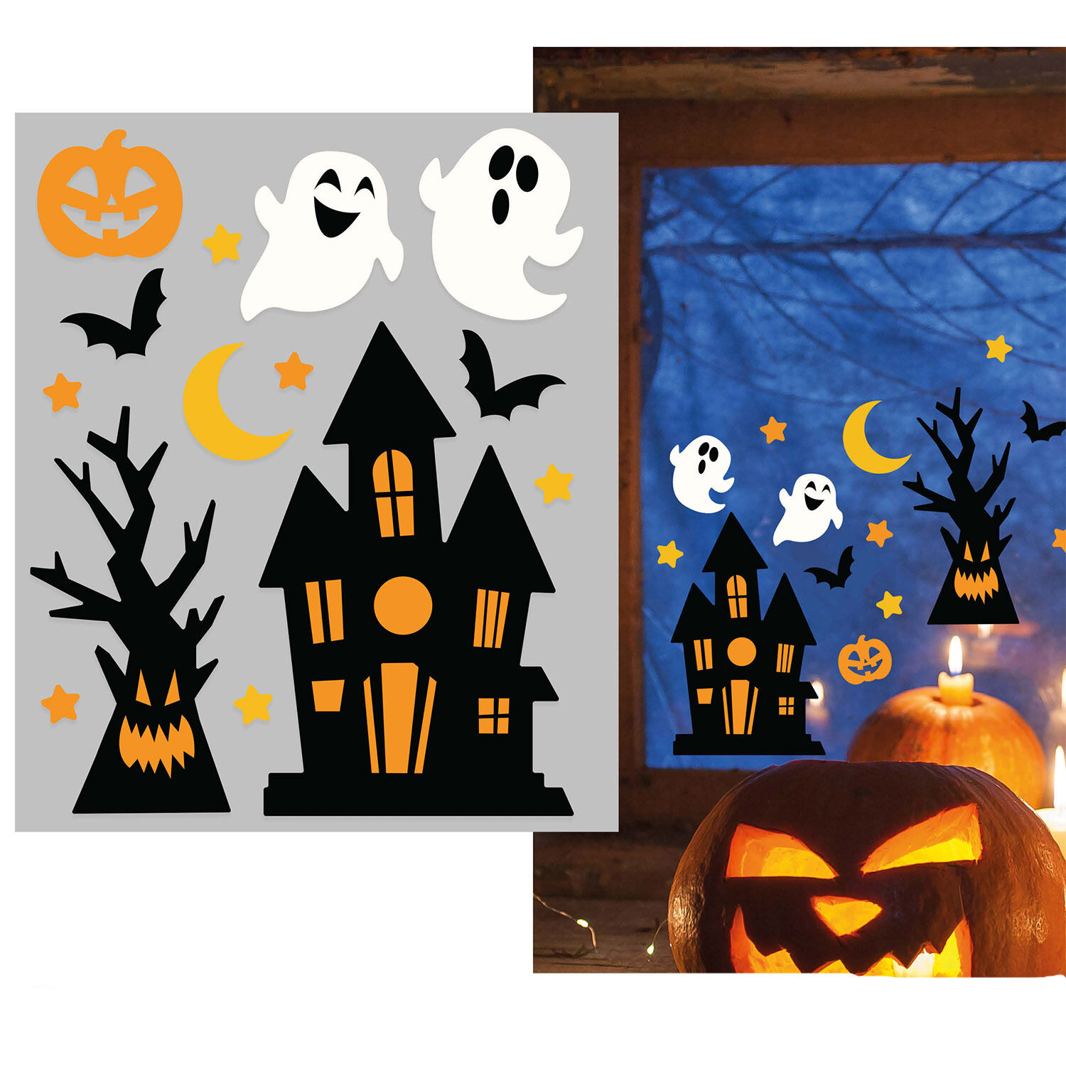 NEU Halloween-Deko Gel-Dekoration Gespenster, ca. 20x25cm