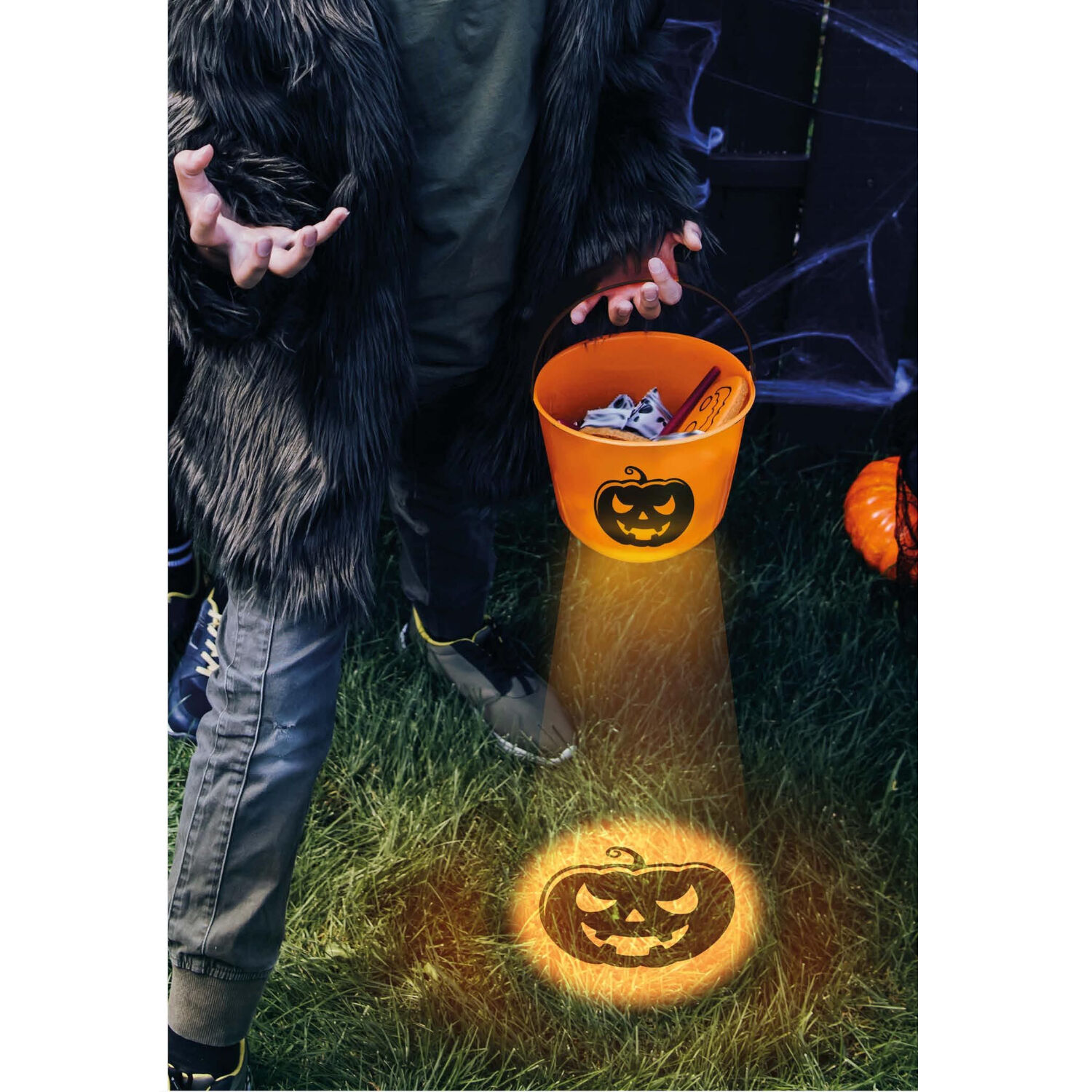 NEU Halloween-Sigkeiten- / Candy-Eimer mit Licht, ca. 15cm Bild 2