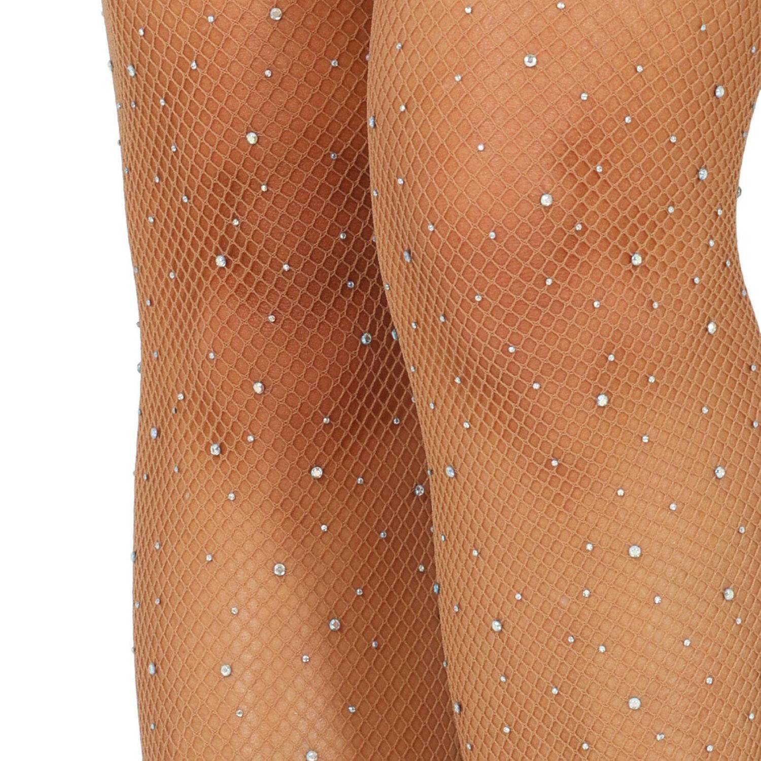 NEU Netzstrumpfhose mit Strasssteinen, hautfarben, Einheitsgre Bild 2