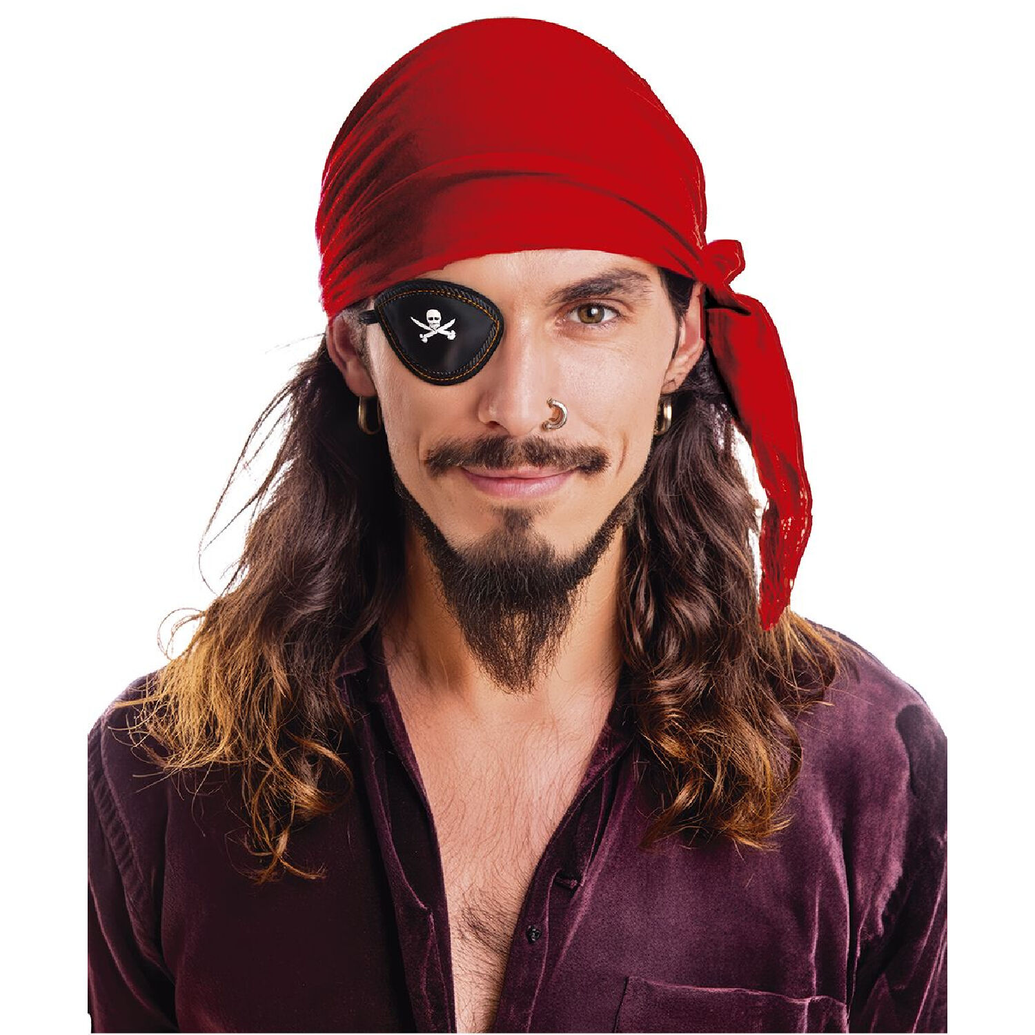 NEU Bandana / Piratentuch aus Samt, Einheitsgre, Rot Bild 2