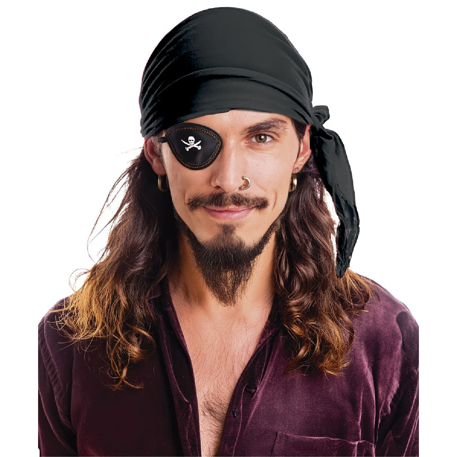NEU Bandana / Piratentuch aus Samt, Einheitsgre, Schwarz Bild 2