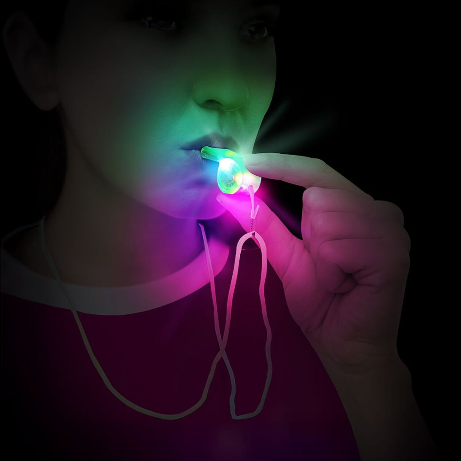 NEU Trillerpfeife mit Licht und Schnur, sortierte Farben, 1 Stck Bild 4