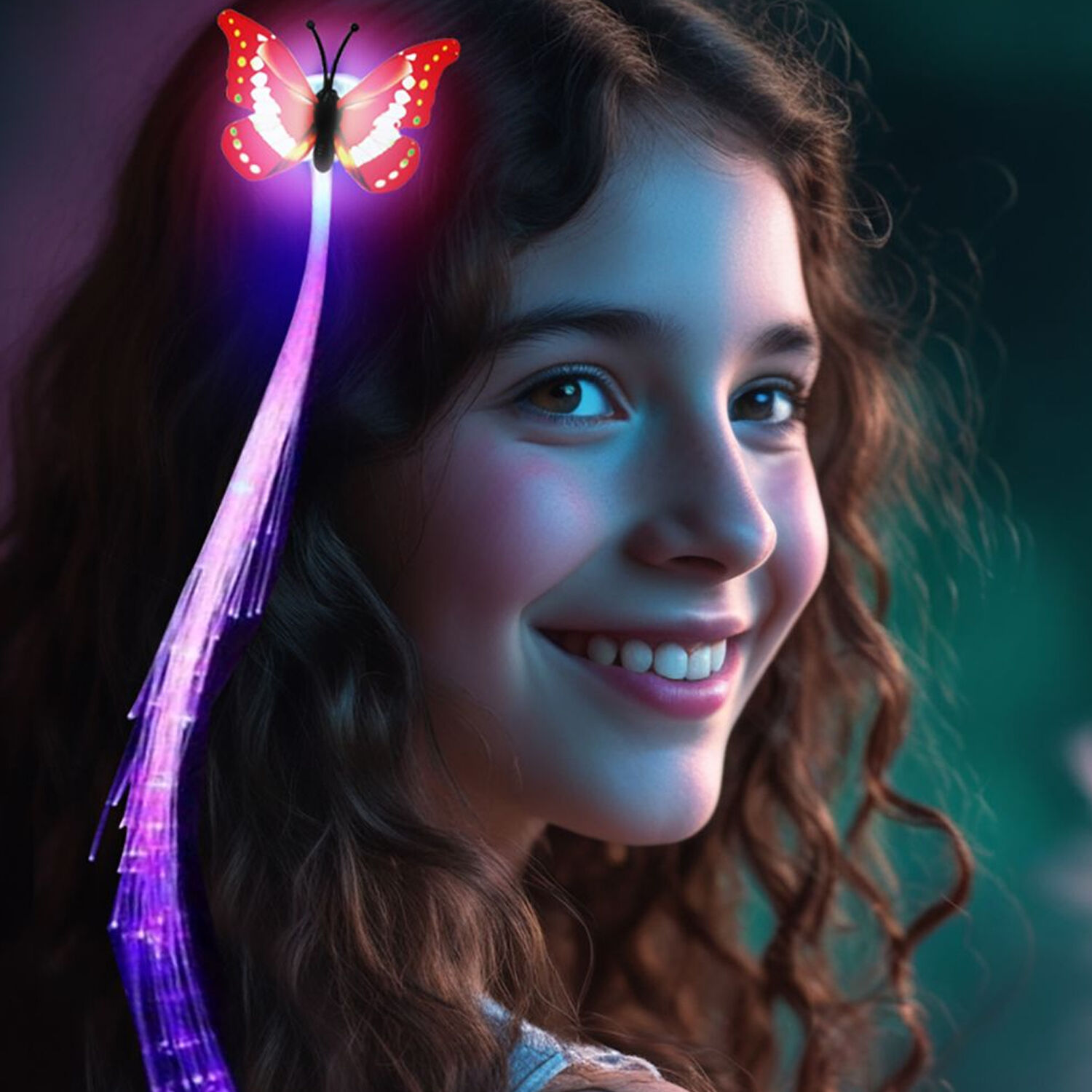 NEU LED Glasfaser Extensions mit Schmetterlingsclip, 33cm