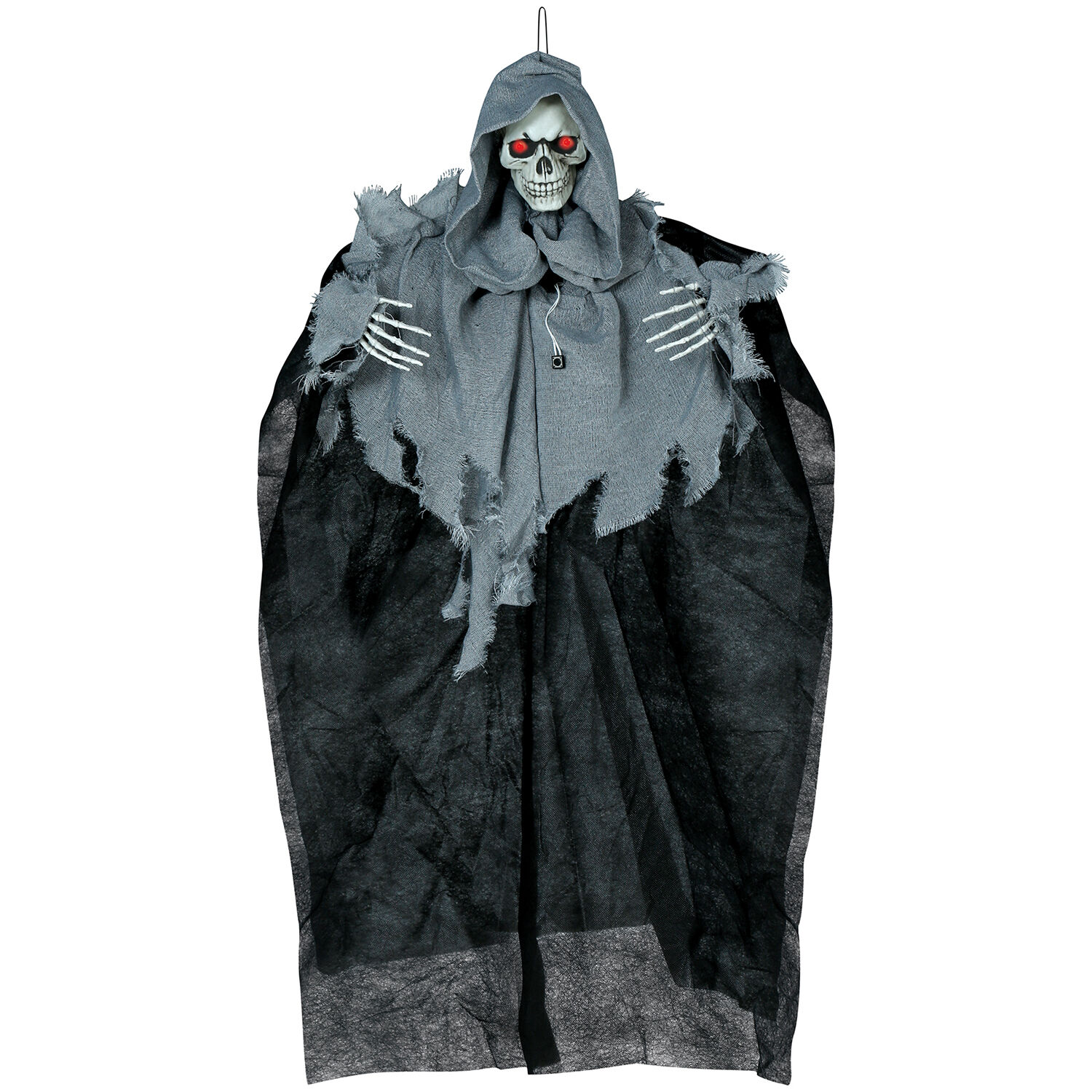 NEU Halloween-Deko-Figur Fetzenskelett mit Licht-, Sound- und Bewegungseffekt, 90cm