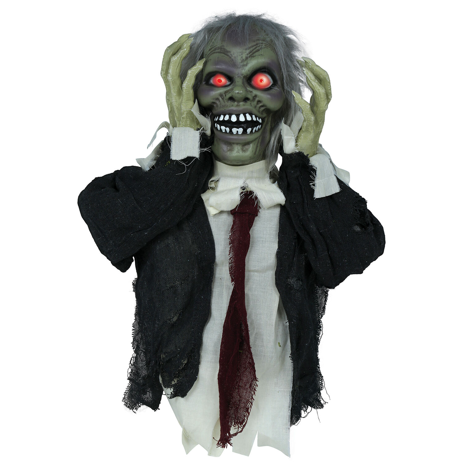 NEU Halloween-Deko Figur Zombie Oberkrper mit Licht-, Sound- und Bewegungseffekt, 55cm