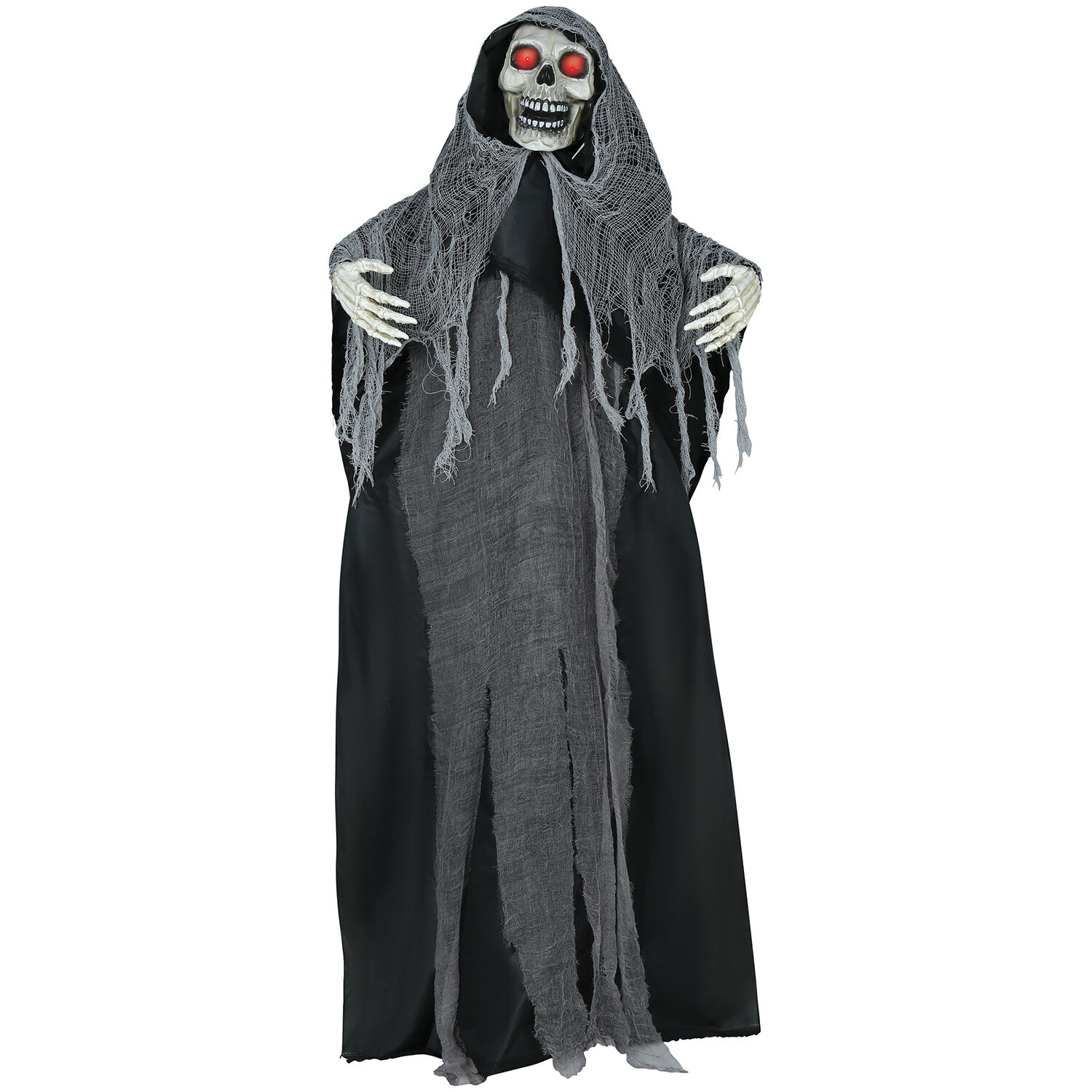 NEU Halloween-Deko Figur Skelett mit Fetzenkutte, mit Licht- und Soundeffekt, 170cm