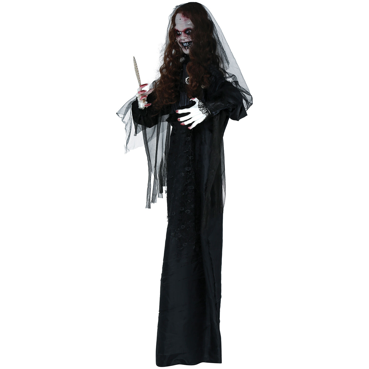 NEU Halloween-Deko Figur Gruselfrau, mit Licht-, Sound- und Bewegungseffekt, 170cm Bild 2