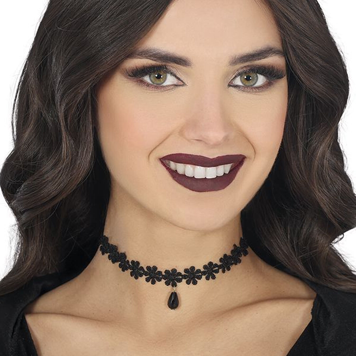 NEU Halskette Blumenstick mit Anhnger, schwarz