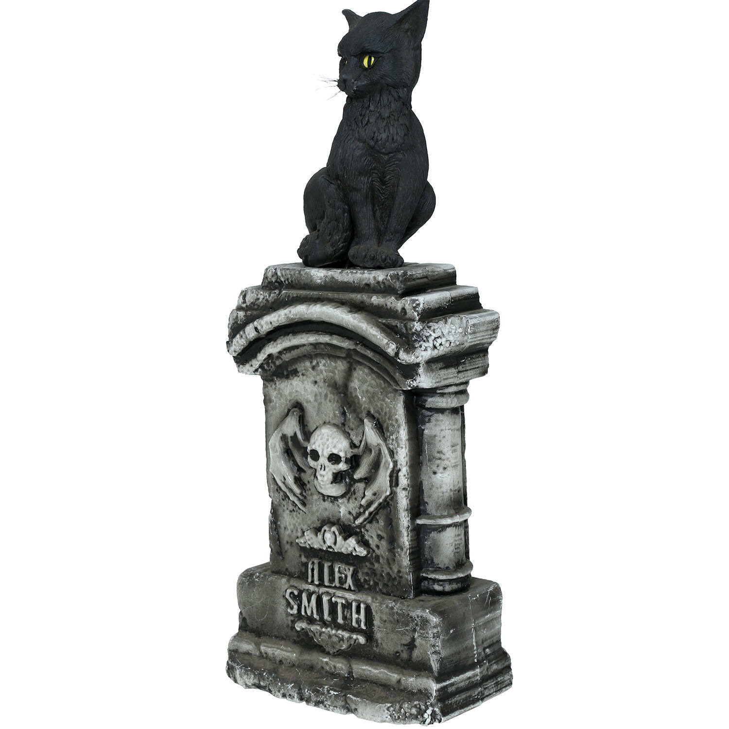 NEU Halloween-Deko Grabstein mit Katze, mit Lichteffekt, 90x40cm Bild 2